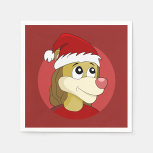 Christmas cartoon with a cute lion napkins