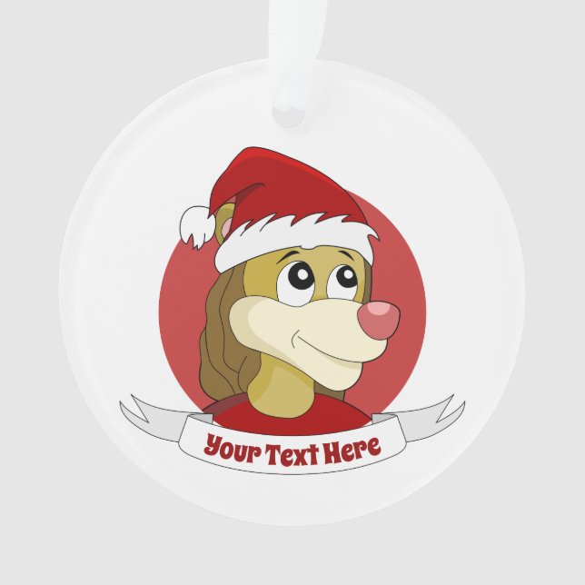 Christmas cartoon with a cute lion ornament (Front)