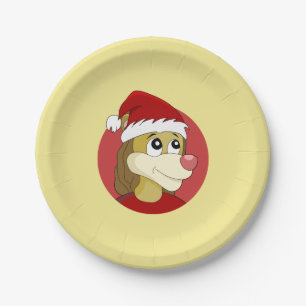 Christmas cartoon with a cute lion paper plates