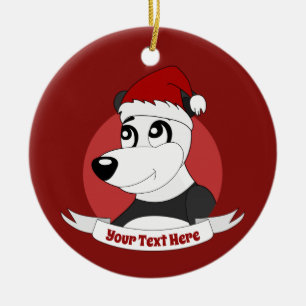 Christmas cartoon with cute panda bear ceramic orn ceramic tree decoration