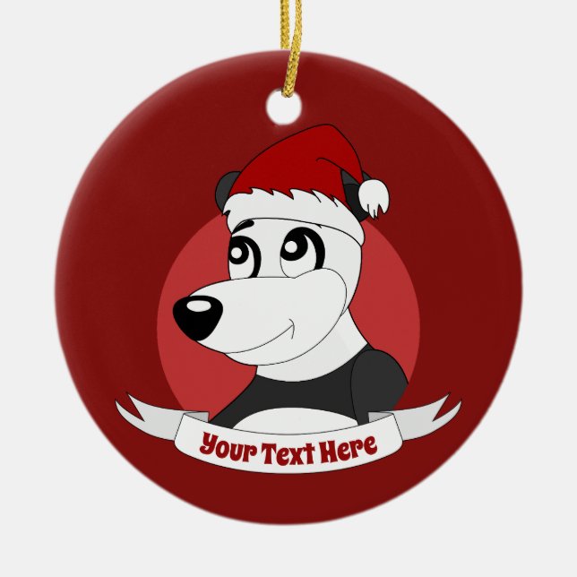 Christmas cartoon with cute panda bear ceramic orn tree decoration (Front)