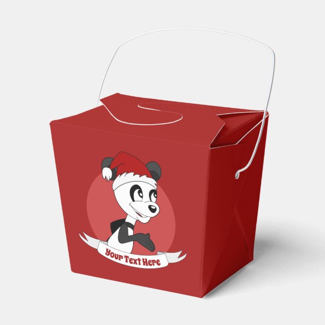 Christmas cartoon with cute panda bear favour box (Front Side)