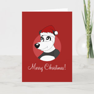 Christmas cartoon with cute panda bear holiday car card