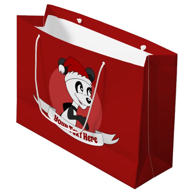 Christmas cartoon with cute panda bear large gift  bag (Front Angled)