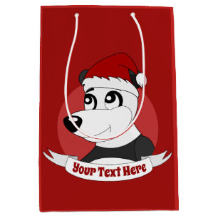 Christmas cartoon with cute panda bear medium gift medium gift bag