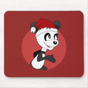 Christmas cartoon with cute panda bear mouse pad