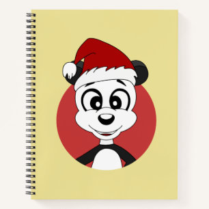 Christmas cartoon with cute panda bear notebook