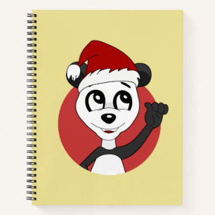 Christmas cartoon with cute panda bear notebook