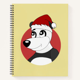 Christmas cartoon with cute panda bear notebook