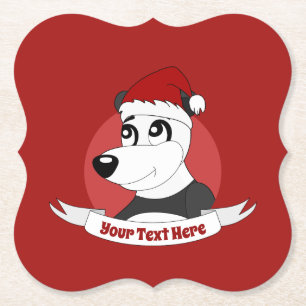 Christmas cartoon with cute panda bear paper coast coaster
