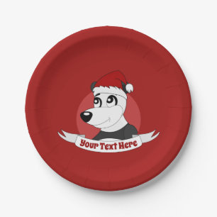 Christmas cartoon with cute panda bear paper plate