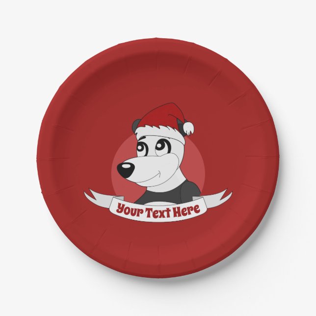 Christmas cartoon with cute panda bear paper plate (Front)