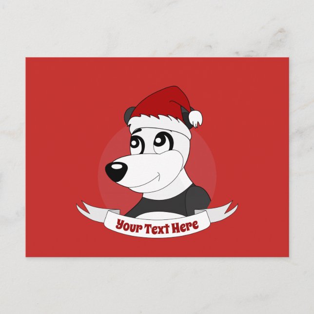 Christmas cartoon with cute panda bear postcard (Front)