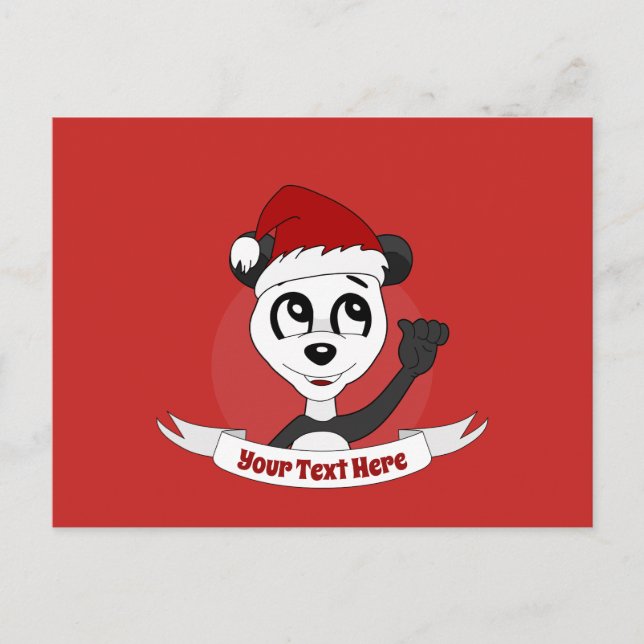 Christmas cartoon with cute panda bear postcard (Front)