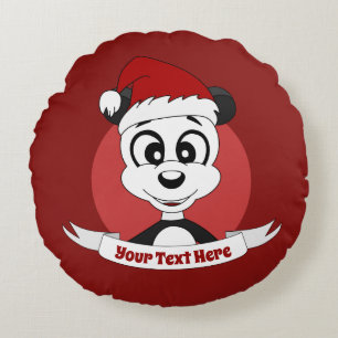 Christmas cartoon with cute panda bear round pillo cushion
