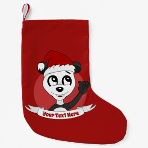 Christmas cartoon with cute panda bear small chris stocking