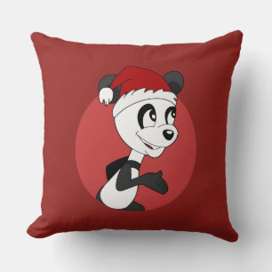 Christmas cartoon with cute panda bear throw pillo cushion