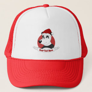 Christmas cartoon with cute panda bear trucker hat
