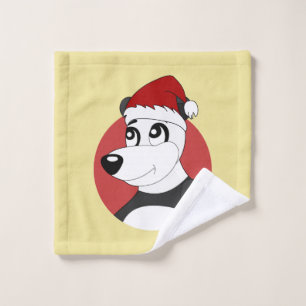 Christmas cartoon with cute panda bear wash cloth