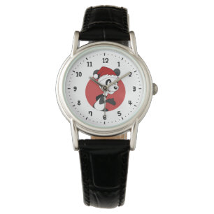 Christmas cartoon with cute panda bear watch