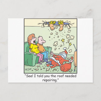 Christmas Cartoons Santa Drops By Holiday Postcard