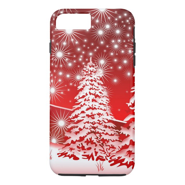 Christmas Case-Mate iPhone Case (Red Christmas Tree Snow Background iPhone Case )