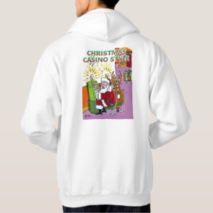 Christmas Casino Style white hoodie back