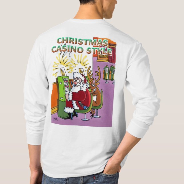 Christmas Casino Style white long slv shirt back (Back)