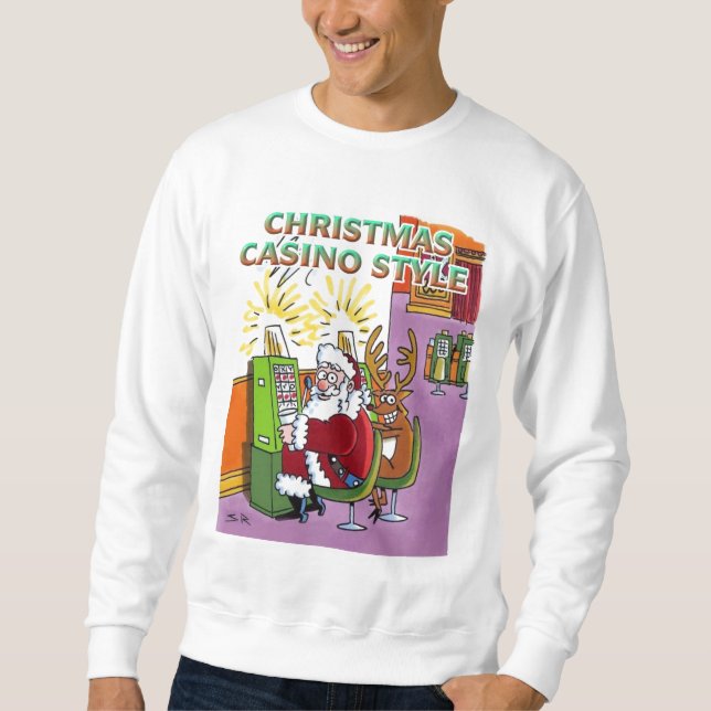 Christmas Casino Style white sweatshirt (Front)