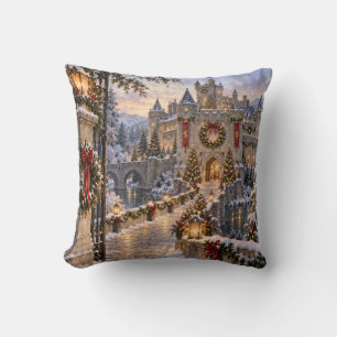 Christmas Castle Winter Scene Cushion