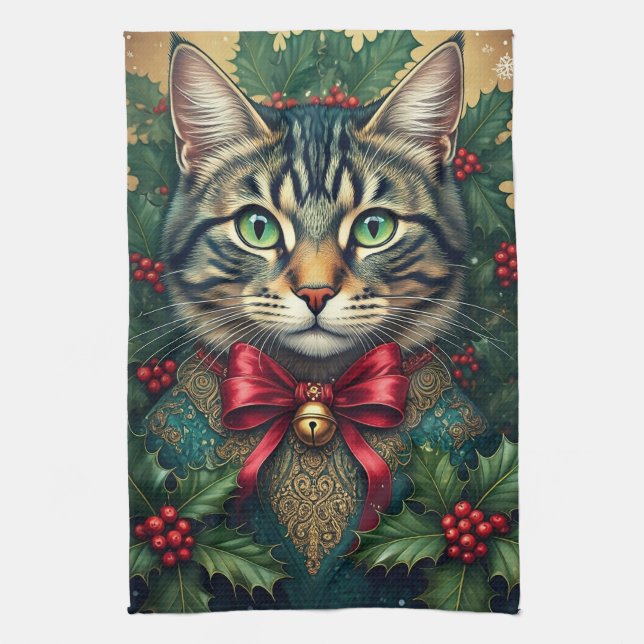 Christmas Cat 2024 Tea Towel (Vertical)