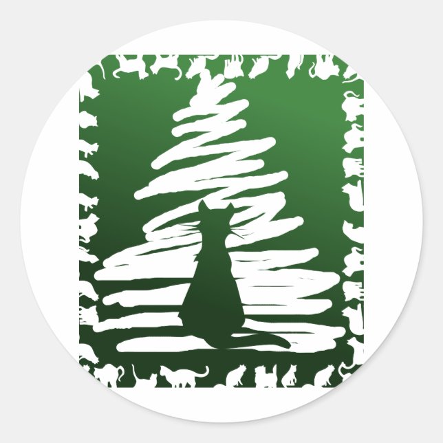 Christmas Cat 2 Classic Round Sticker (Front)
