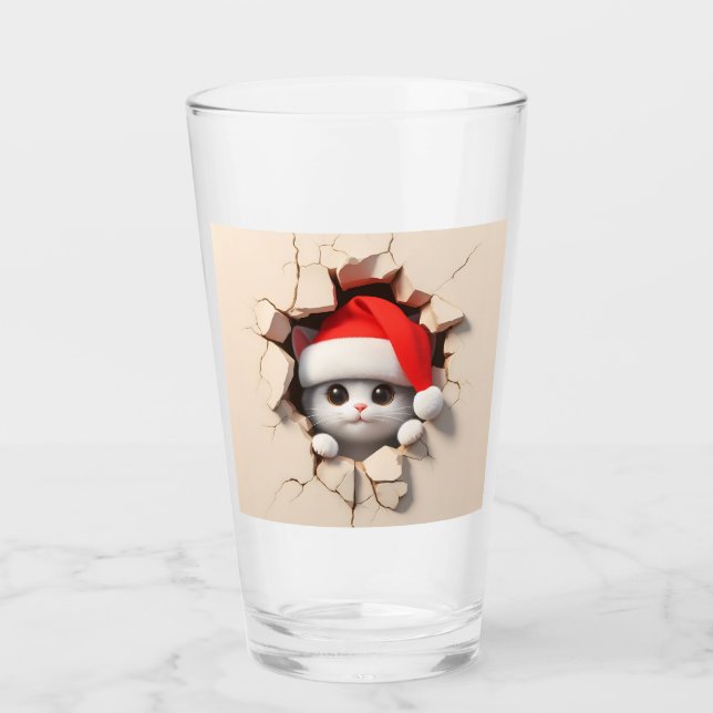 Christmas Cat 3D Glass (Front)