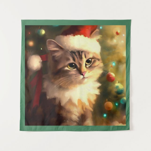 Christmas Cat 4 Tapestry (Front)