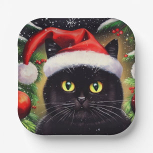 Christmas Cat 6 Paper Plate
