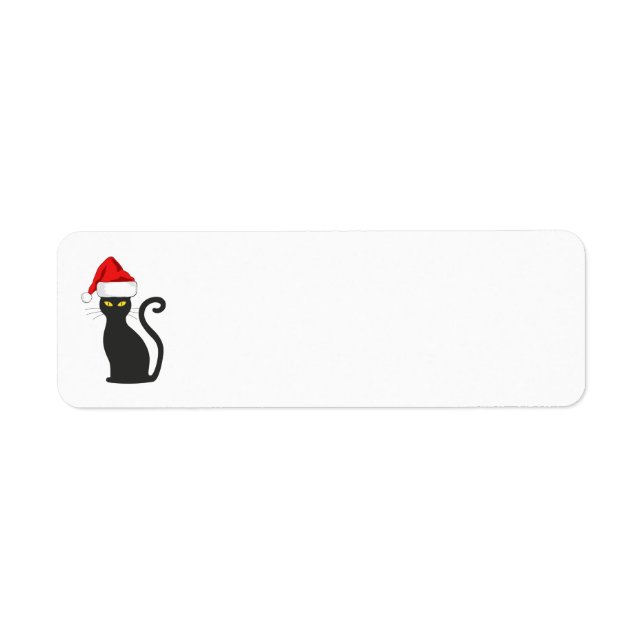 CHRISTMAS CAT ADDRESS LABELS, BLACK KITTY (Front)