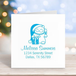 Christmas Cat Address Self-inking Stamp