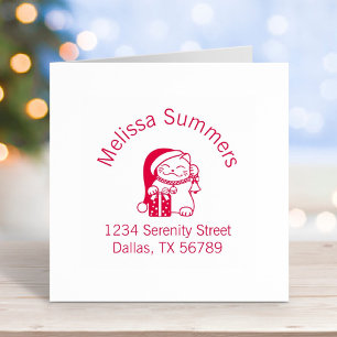 Christmas Cat Address Self-inking Stamp