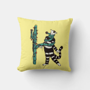 Christmas Cat And Cactus Weird Xmas Cushion