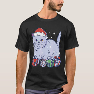 Christmas cat and  cat christmas with santa hat ca T-Shirt