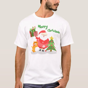 Christmas Cat and Santa T-Shirt