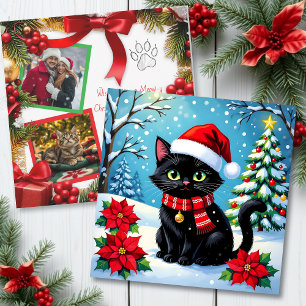 Christmas Cat and Two Photo Template Holiday
