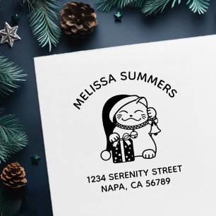 Christmas Cat Arch Address Self-inking Stamp