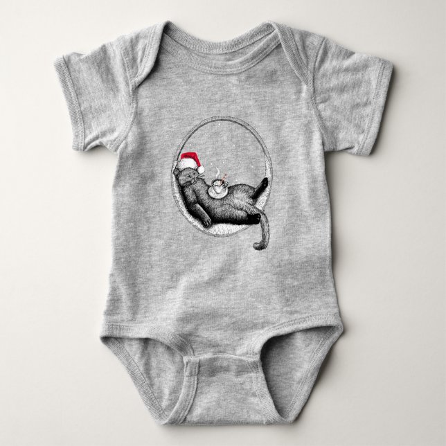 Christmas Cat  Baby Bodysuit (Front)