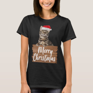 Christmas Cat Bengal Santa Hat T-Shirt