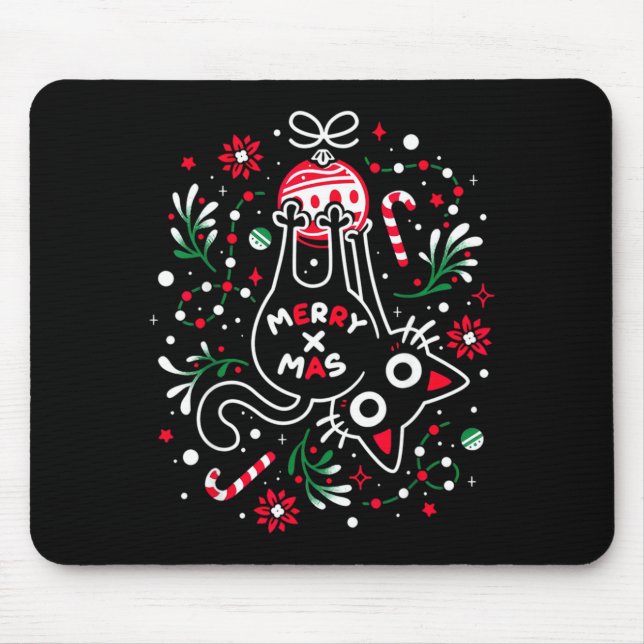 Christmas Cat Butt Merry Xmas  Mouse Pad (Front)