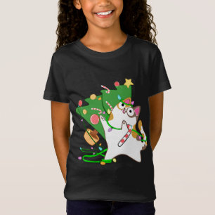 Christmas Cat Calico knock over xmas tree kitty cu T-Shirt