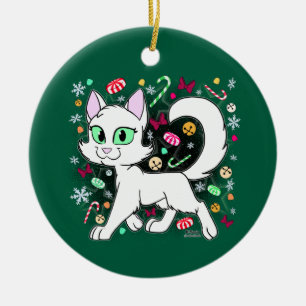 Christmas Cat Ceramic Tree Decoration
