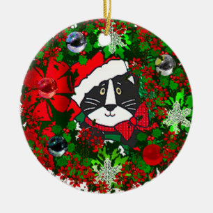 Christmas Cat Ceramic Tree Decoration