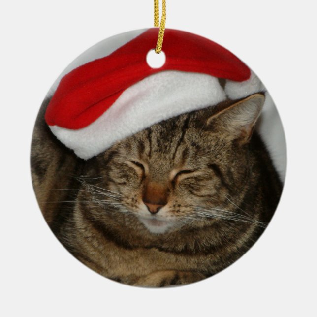 Christmas Cat Ceramic Tree Decoration (Front)